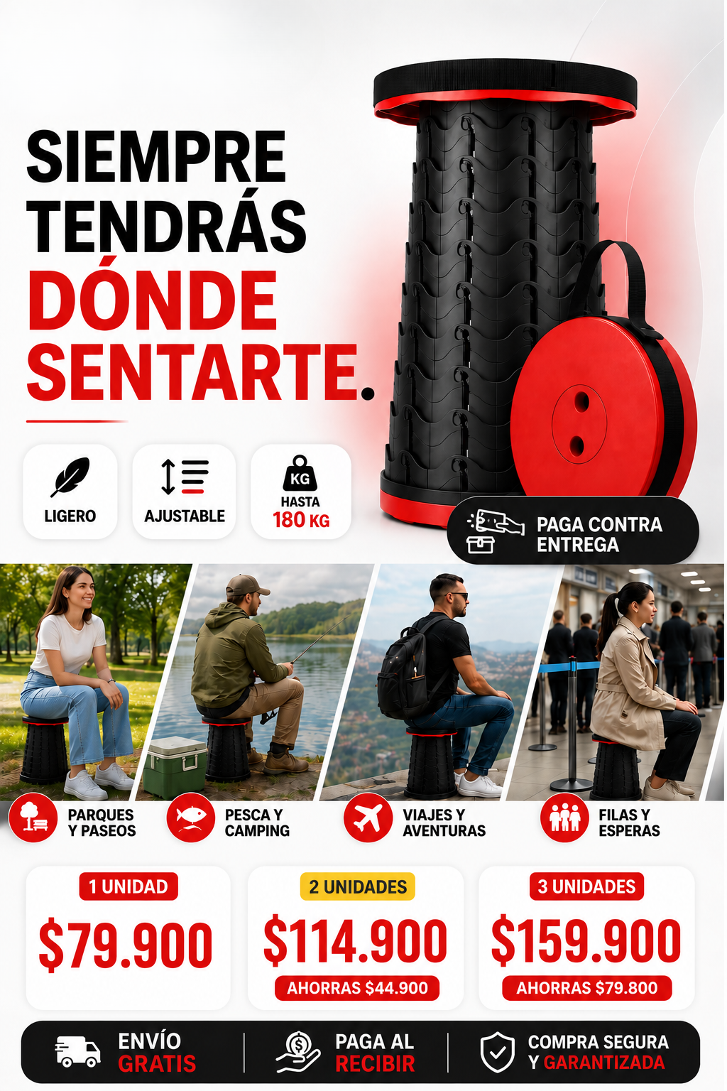 Tuburete silla plegable